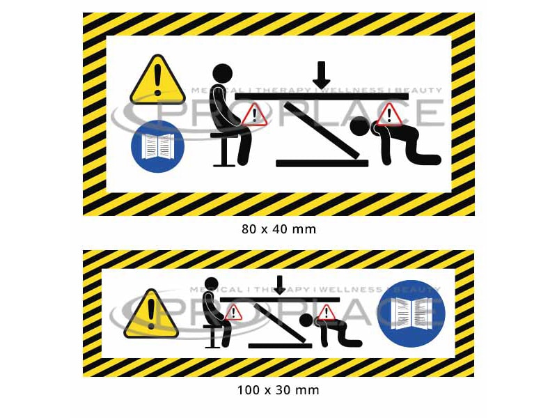 Warnhinweise Aufkleber für Behandlungsliegen – Pro Place